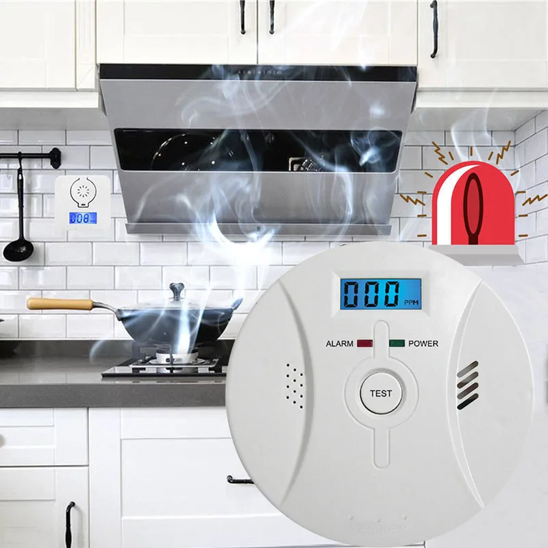 

Battery Operated Carbon Monoxide Detector Smoke Alarm with Digital Display GV99