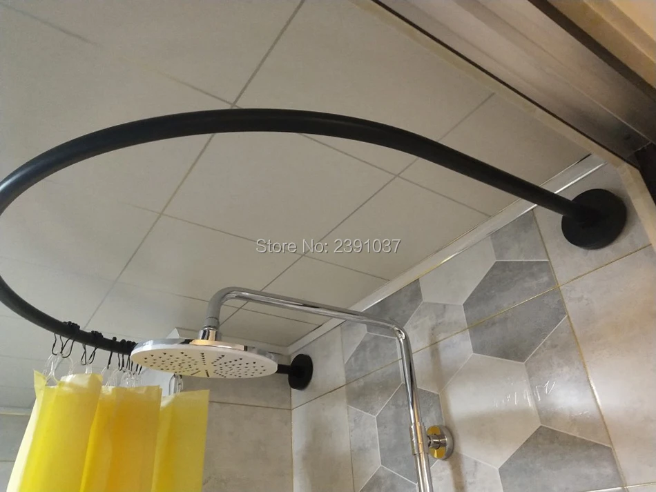 60-95cm Bathroom Bathtub Bath Corner Curtain Rail Bar Adjustable Extendable Stainless Steel Pole 60-95cm NMDD Curved Shower Curtain Rod Suction Cups U-Shaped No Drilling