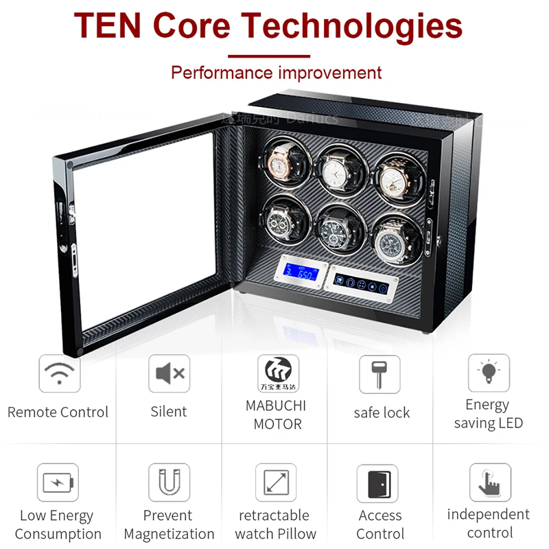 Luxury Automatic wood watch box watch winder with Mabuchi motor LCD touch remontoirs de montres mechanical Watch winder box watch winder