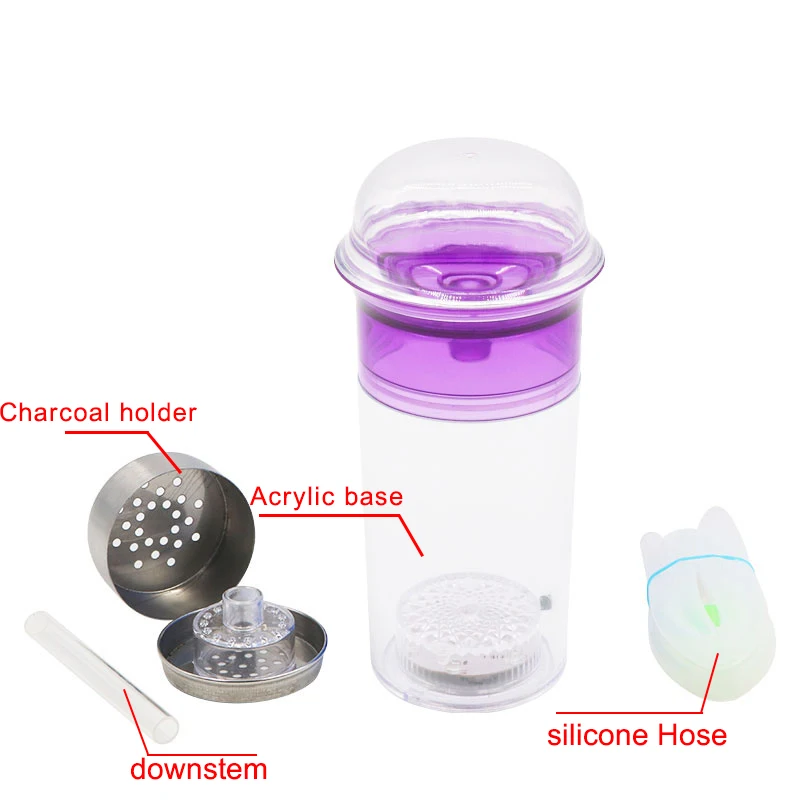 SY портативный акриловый кальян для путешествий набор кальяна с светодиодный