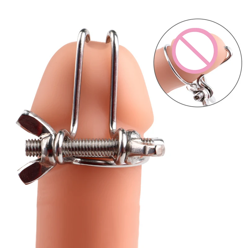 Male Horse Eye Urethra Expander with Elastic Clamp Stainless Steel Urethral Locking Ring Glans Rod Penis Plug