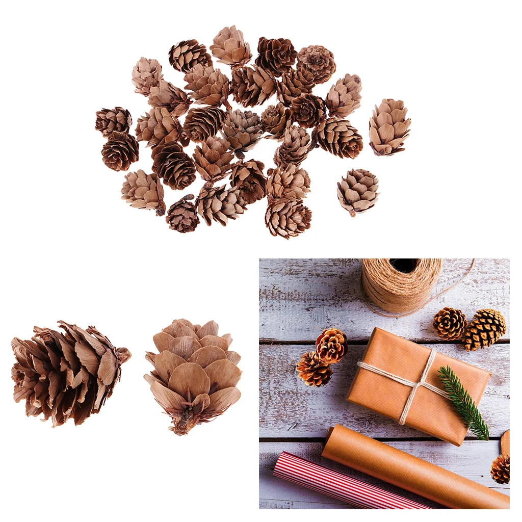 90pcs Small Real Natural Pine Cones for Christmas Ornaments Home Decoration