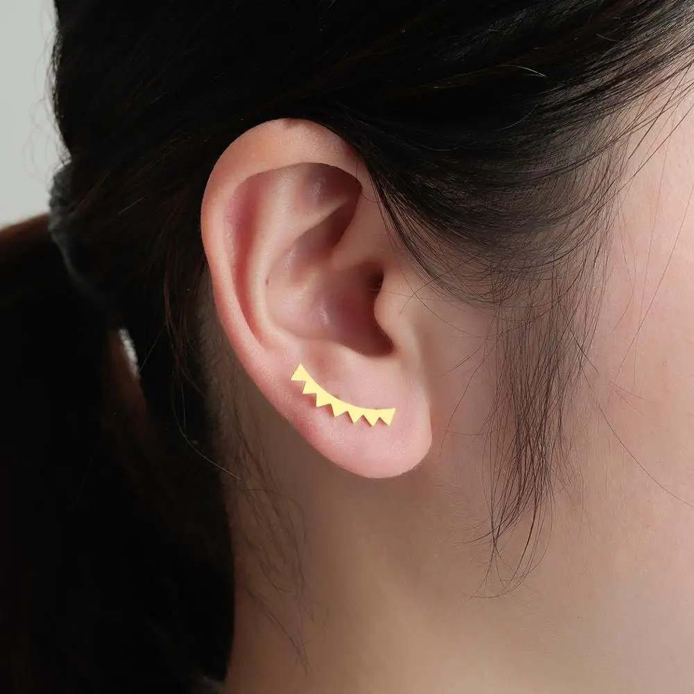 Chandler 1pair V Triangle Ear Climber Earring For Women Crawlers Trepadores Dainty Geometry Minimalist Bronics Fashion Jewelry