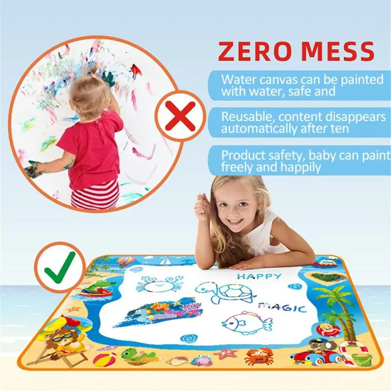 Children's Water Canvas Educational Toy Large Magic Baby Graffiti Pen Doodle Drawing Board Brain Game Kids Creative Reuse Gifts | Игрушки