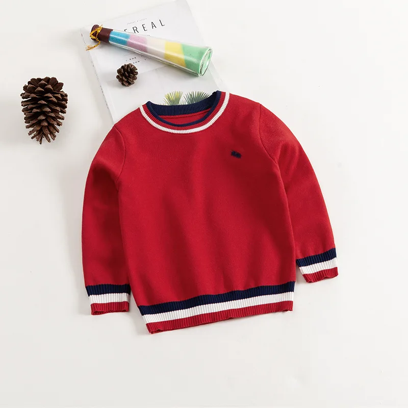 

CHILDREN'S Sweater Embroidered Sweater Kids' Sweater Solid Color Sweater Dalang Cotton Yarn Sweater