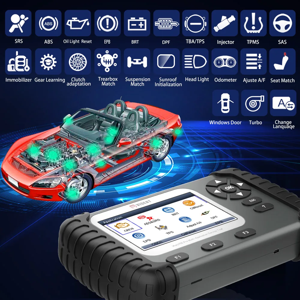 VIDENT iAuto702 Pro OBD2 диагностический инструмент ABS SRS TPMS SAS DPF инжектор BRT Oil 25 сброс