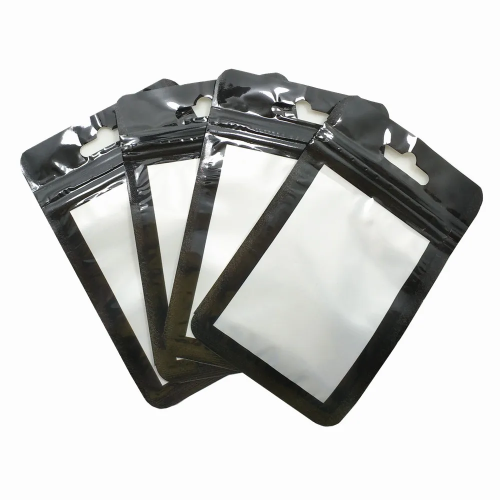 200PCS/ Lot Transparent Plastic Zip Lock Package Bag Hang Hole Self Seal Zipper Pouch for Jewelry Electronic Accessories Storage
