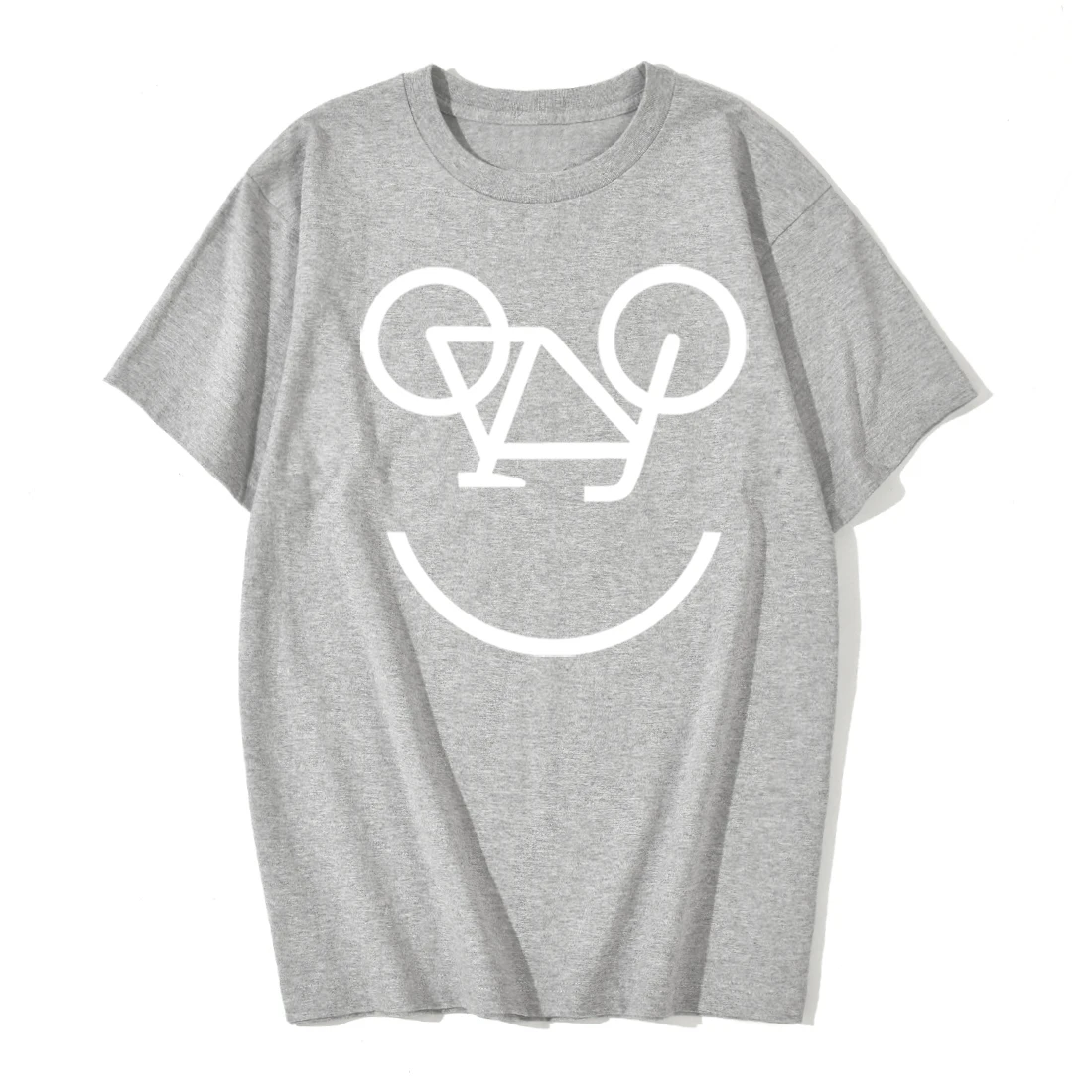 

Funny Bicycle Print Short Sleeve Women's Fashion T-Shirt New Simple Solid Color Contton Crewneck Tops Casual Loose Tee Shirts
