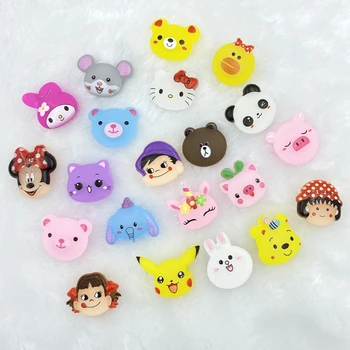 

20pcs/lot kawaii Soft glue Cute Mixed animal head flatback cabochons For Hair Bow Centers DIY Scrapbooking Decor C26