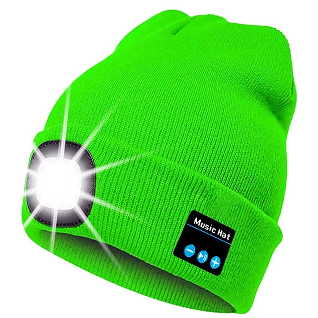 Headlamp Light Beanie Hat Ski Knitted 