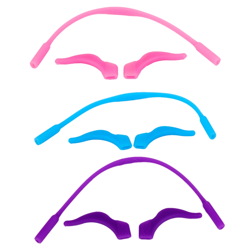 

3 Colors Kid Child Sports Eyeglasses Sunglasses Elastic Silicone Strap Glasses Band Cord + Non slip Ear Hook Holder