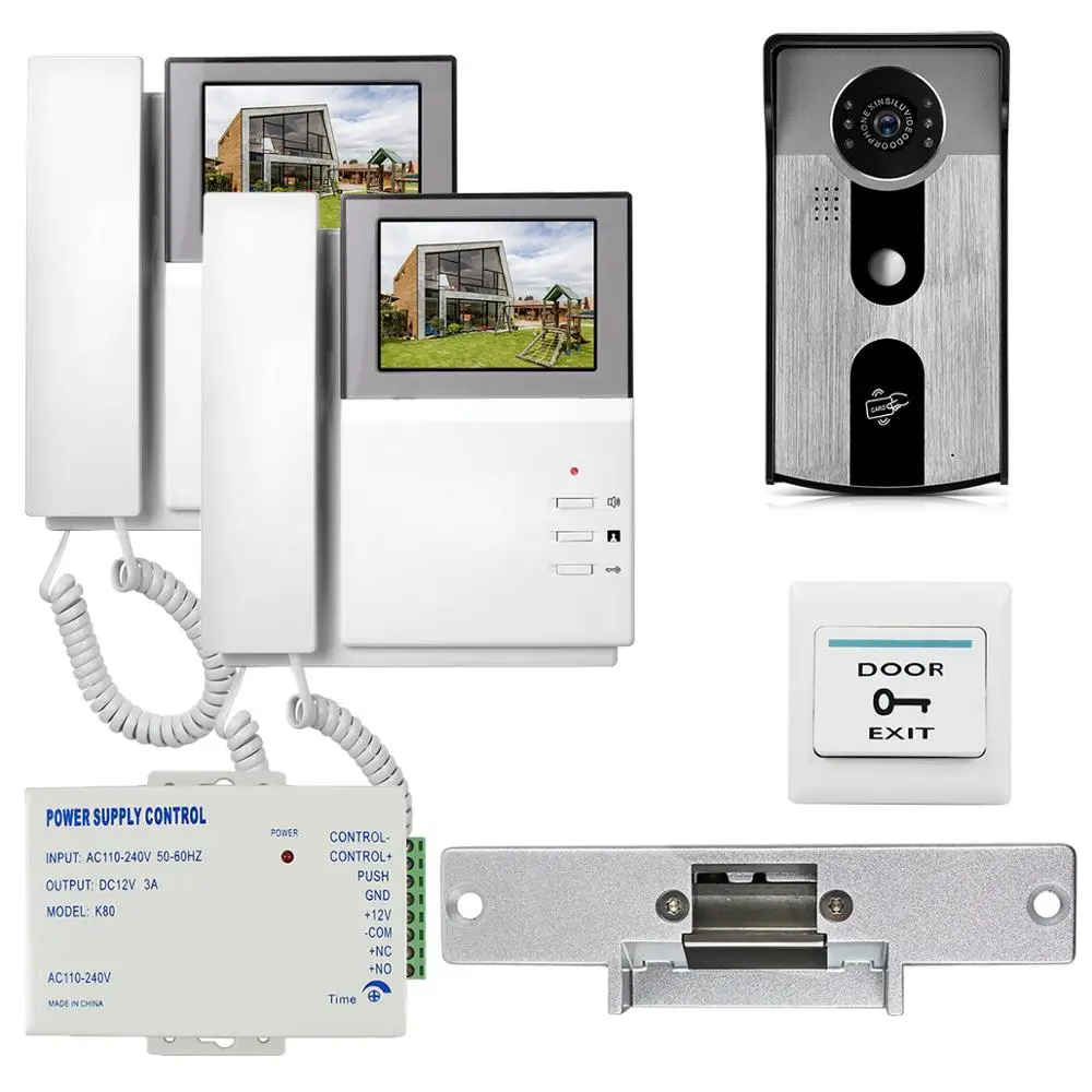 DIYSECUR 4.3\ Video Intercom Video Door Phone Doorbell 1 Camera 2 Monitor RFID Reader for Home / Office Security System DIYSECUR 4.3\ Video Intercom Video Door Phone Doorbell 1 Camera 2 Monitor RFID Reader for Home / Office Security System