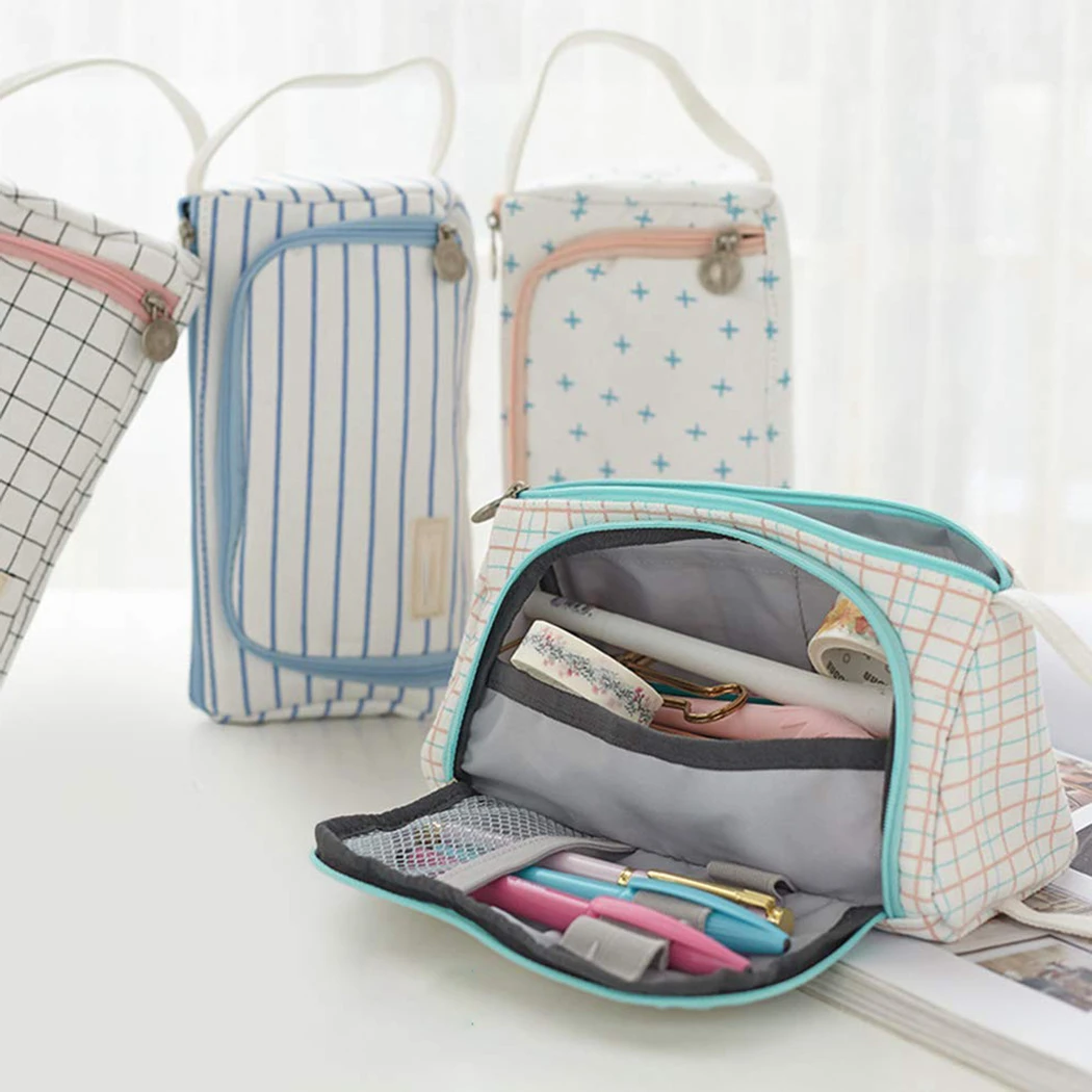 

1pc Stationery Bag Creative Portable Large Capacity Pencil Bag Premium Linen Pen Case Portable Women Cosmetic Bag