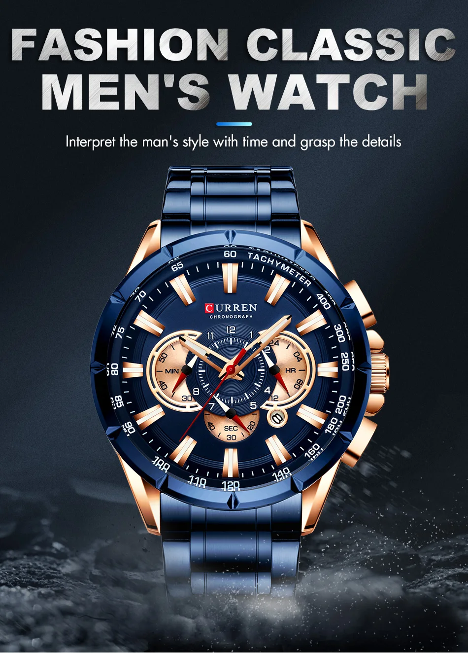 CURREN Мужские часы Топ люксовый бренд кварцевые наручные часы нержавеющая сталь хронограф большие спортивные часы с датой Relogio Masculino
