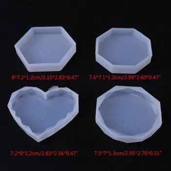 

4 Pcs/set DIY Cup Pad Crystal Epoxy Mold Heart Rhombus Shape Coaster Molds