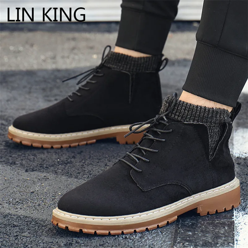 Mens Suede Leather Casual Riding Combat Boot Ankle Slip On Outdoor Oxford Shoes