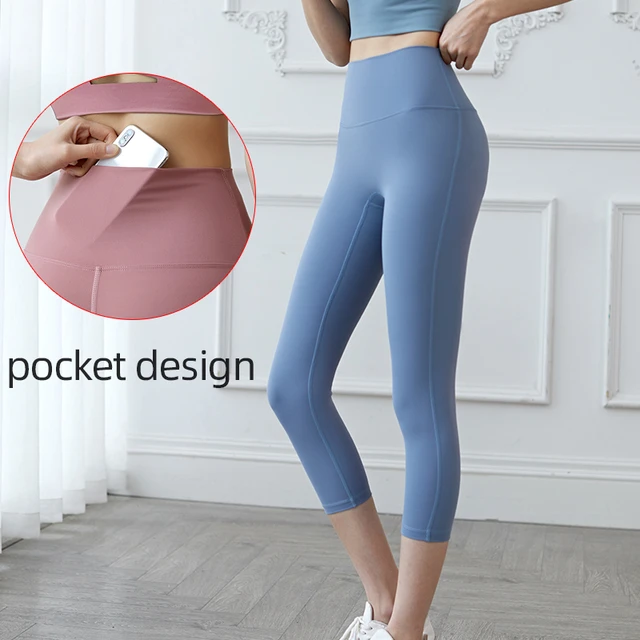 2023New Lulu Sport Leggings High Waist Yoga Pants with Pockets Tummy  Control Workout Running Yoga Leggings for Women - AliExpress