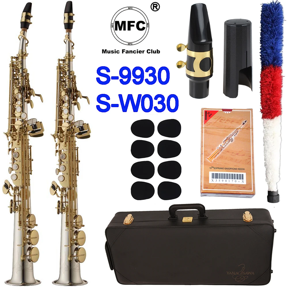MFC Soprano Saxophone S 9930 S W030 Silvering Gold Key Brass Sax
