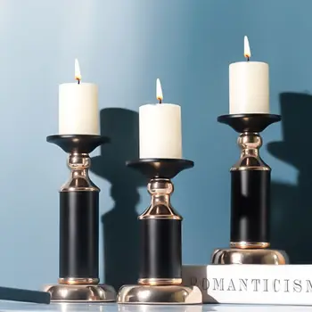 

Candlelight Dinner Nordic Style Metal Candlestick Stand Pillar Candle Holder Table Centerpiece Living Dining Room Decor
