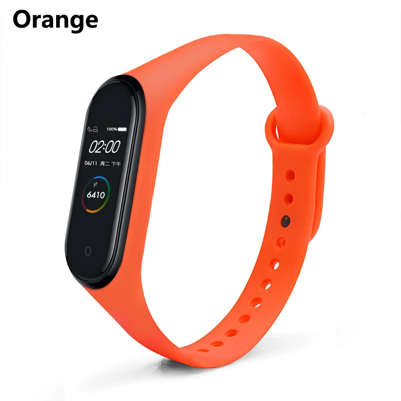 Orange BOORUI mi band 4 ремешка модный новейший mi band 3 ремешок силиконовый водонепроницаемый ремешок Замена для xiaomi mi band 3 4 band - Цвет: Orange