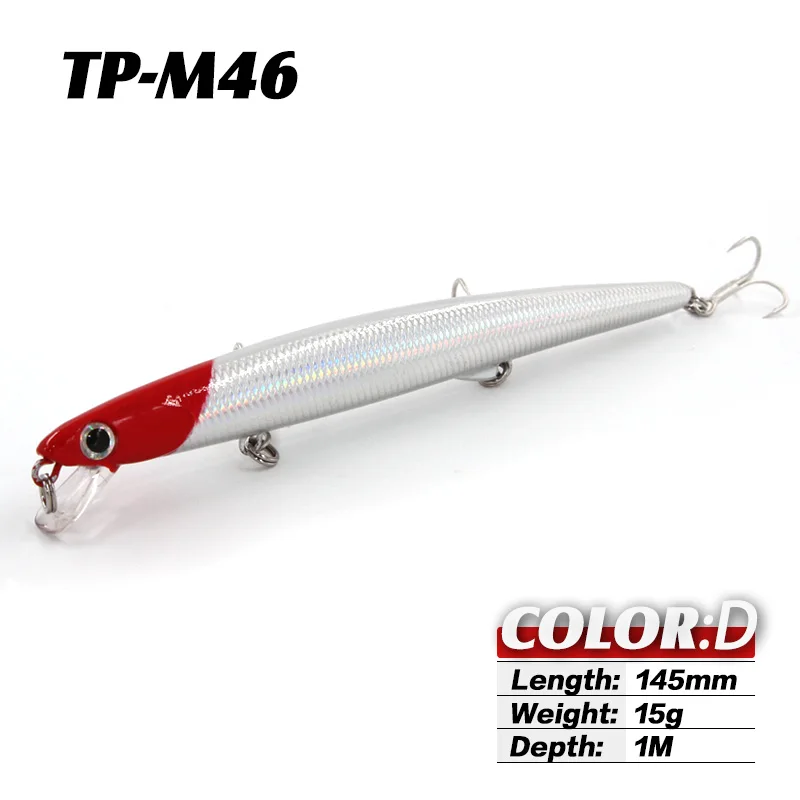 TacklePRO M46 гольян плавающий 145 мм/15 г морская Рыбная приманка вобблер лазер большая блесна жесткая приманка кренкбейты Isca искусственные приманки - Цвет: D