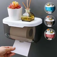1 Pcs Bathroom Toilet Paper Holder Punch-free Waterproof Storage Box Toilet Paper Rack Paper Towel Kitchen Household Accessories