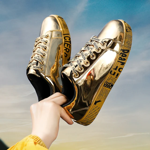 Kliss Unisex Gold Silver Fashion Shoes