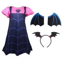 Vampirina/платье для девочек на Хэллоуин; Детский карнавальный Рождественский костюм вампира; детская одежда для дня рождения; летняя одежда; аксессуары