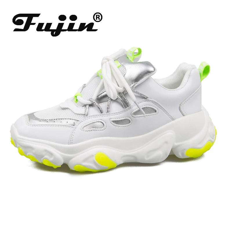 

Fujin Women Vulcanize Shoes Spring Dropshipping Casual Mesh Cross Tied Mixed Colors Fashion Thick Bottom Student Women sneakers