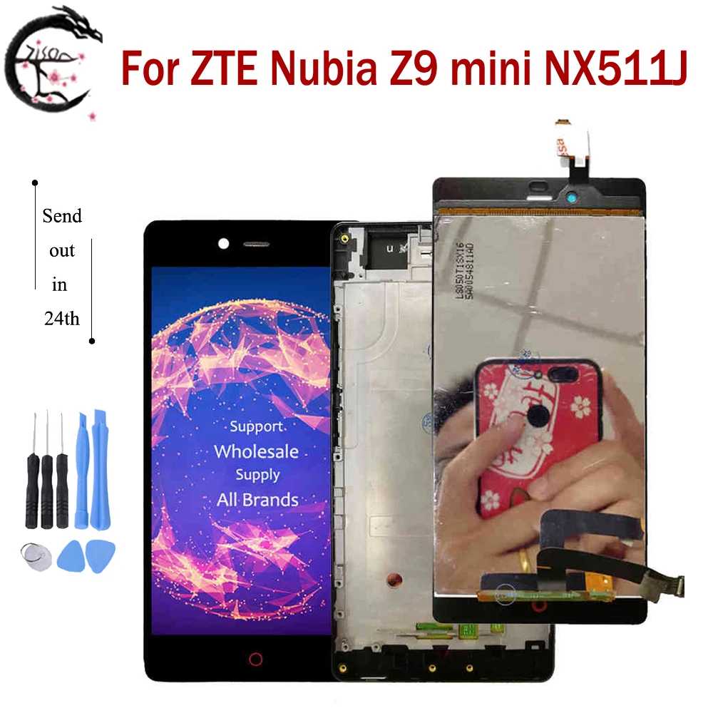 Kopen LCD Met Frame Voor ZTE Nubia Z9 mini NX511J Full Lcd scherm Touch Sensor Digitizer Vergadering Vervanging Z9mini Display