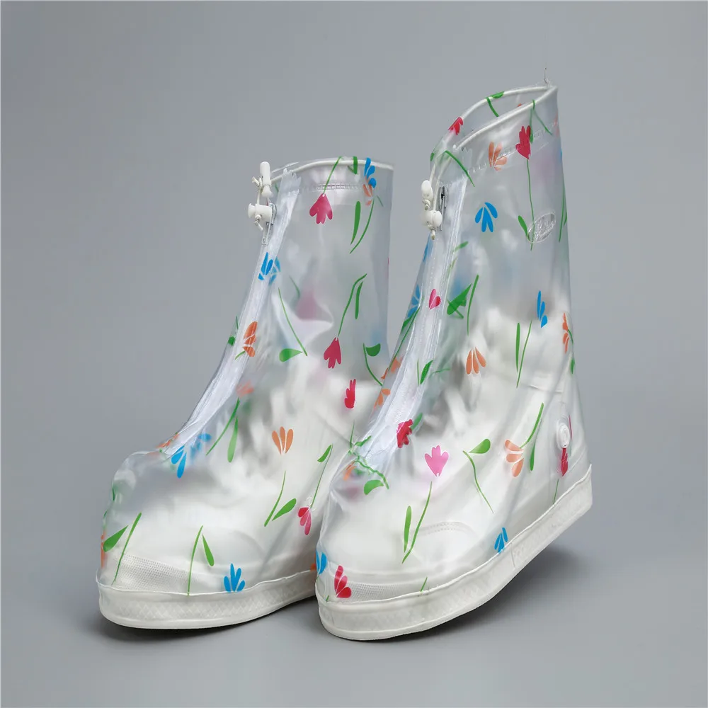 Непромокаемые непромокаемые сапоги со средним верхом с принтом клевера; женские сапоги с защитой от пыли - Цвет: Flower