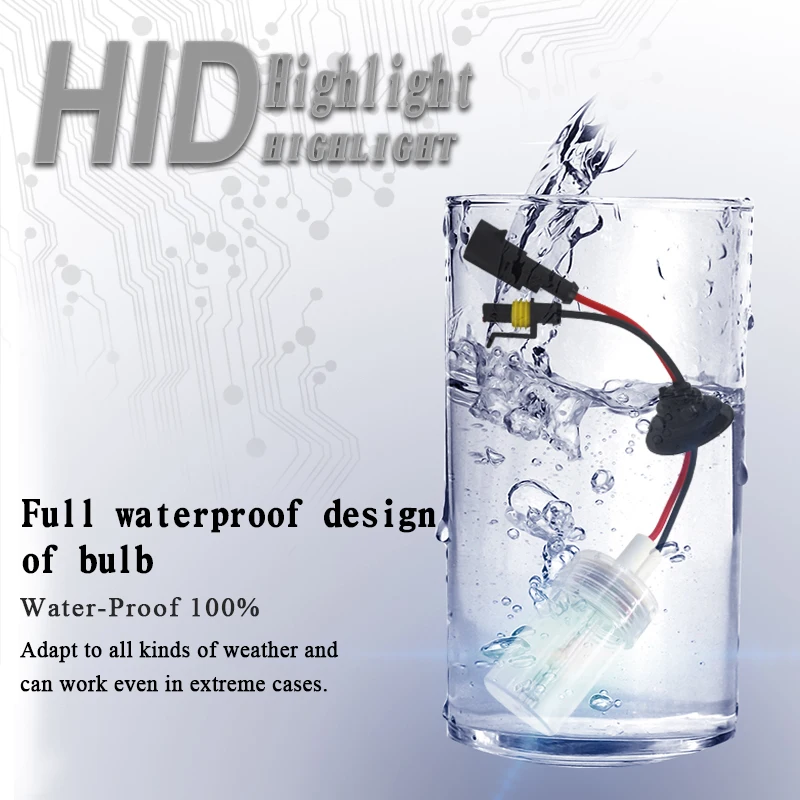 HIDLT 1 Set 12V Car Light Xenon Kit 150W H1 H3 H7 H11 9005 9006 D2H Xenon Bulbs 4300K 6000K 5000K 8000K HID Slim Ballast Kit (4)