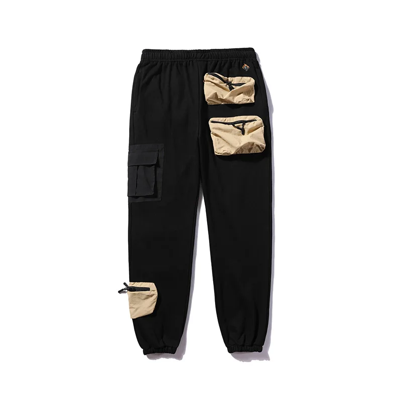 black cargo joggers New Travis Scott Multi Pocket Cotton Terry Black Casual Sports Couple Slacks cargo joggers