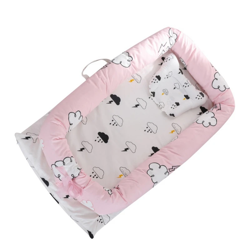 Популярная портативная детская кровать с подушкой, детский шезлонг для новорожденной кроватки, дышащее гнездо для сна с подушкой - Цвет: XZ0688A9