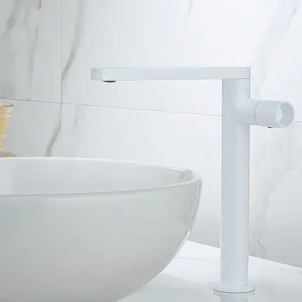 white tall Кран для раковины, золотой кран для ванной комнаты с одной ручкой, смеситель для раковины, кран для горячей и холодной воды, латунный кран для раковины, кран для воды, Новые поступления - Цвет: white tall