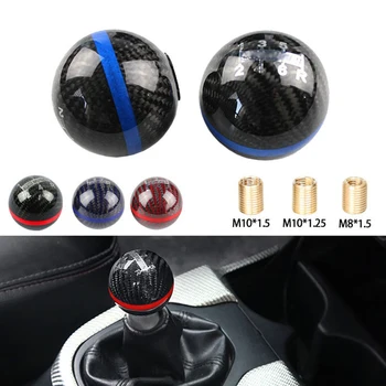 

Car Red/Blue Line Real Carbon Fiber Mugen Gear Shift Knob 5/6 Speed Universal Manual Automatic Spherical Shift Knob for Honda