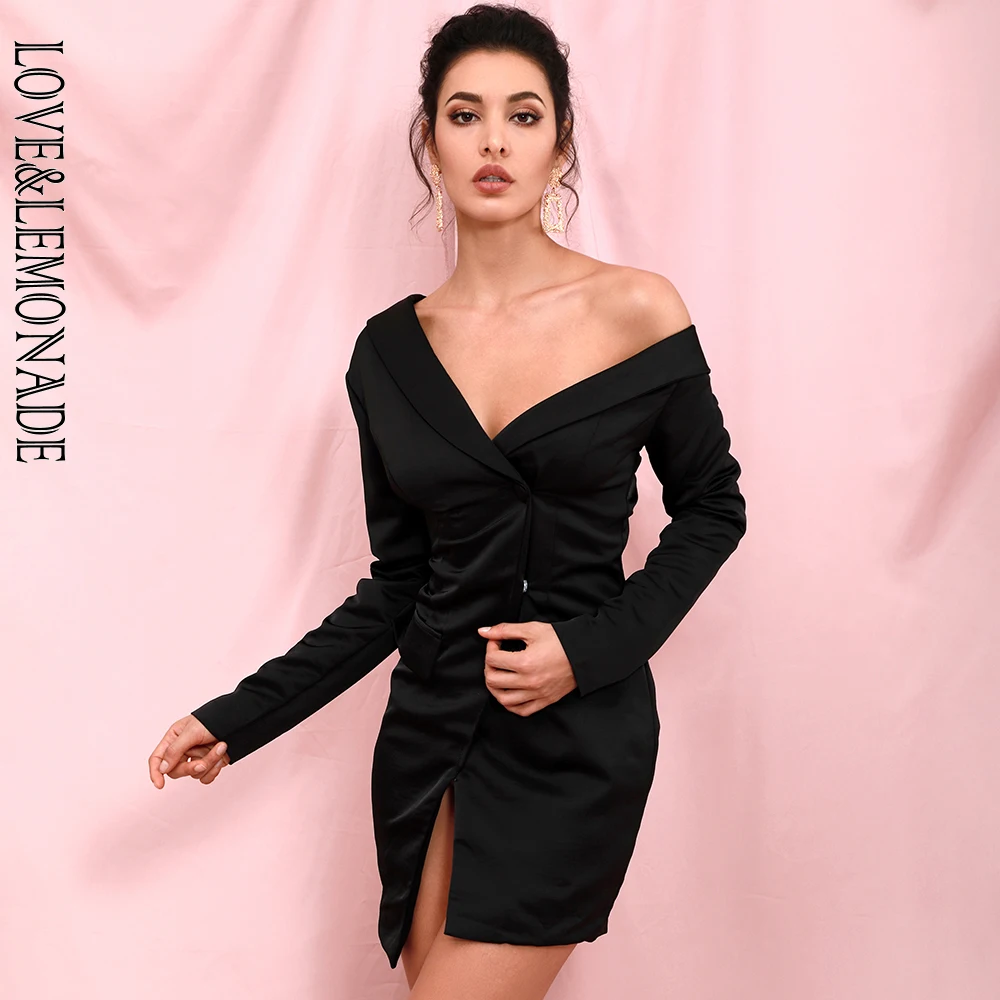 black long sleeve blazer dress