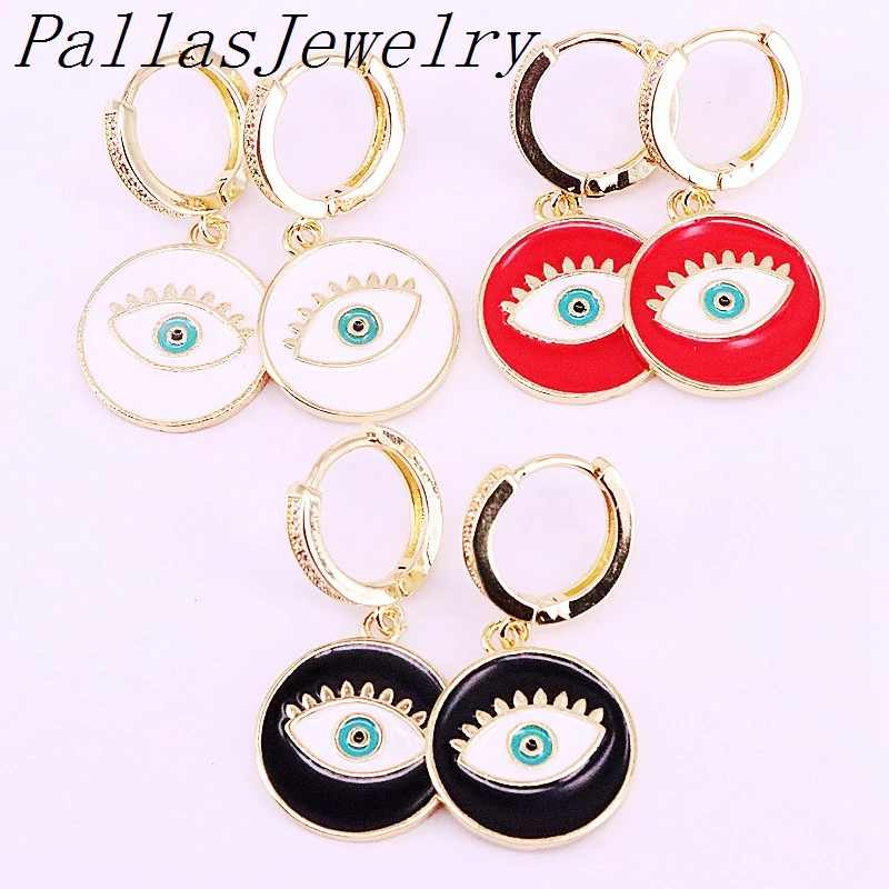 

5Pairs Fashion Women Jewelry Metal Enamel Eyes Jewelry Charm Round Dangle Earring
