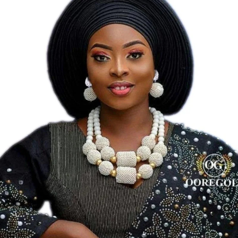 Aczuv Classic African Beads Jewelry Set - Nigerian Wedding Bridal & Bridesmaids Jewelry (Necklace, Bracelet, Earrings)