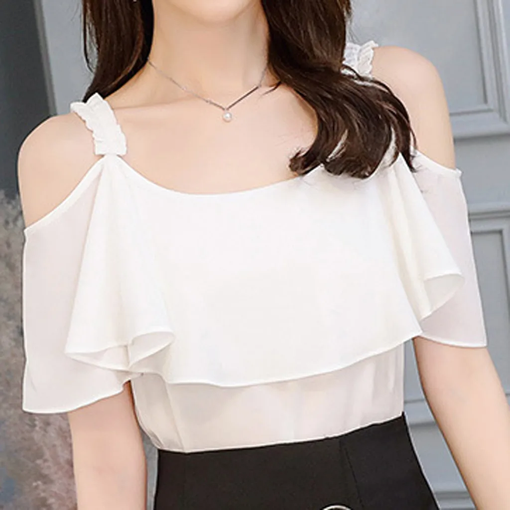 Las mujeres de verano coreano de moda de manga corta Camiseta Casual blusa de gasa Top blusas de mujer de moda 2019 blusa femenina #30 - AliExpress Ropa de mujer