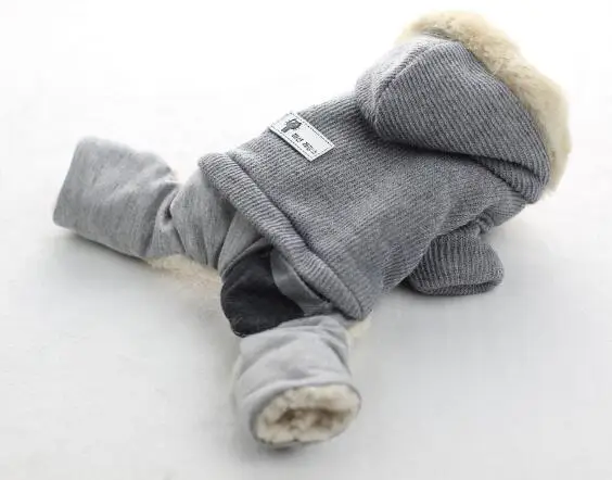 gray Теплая одежда для собак, комбинезон, зимнее пальто для щенка кошки, одежда, теплый мягкий вязаный жилет для собак, свитер для маленьких и средних собак - Цвет: gray