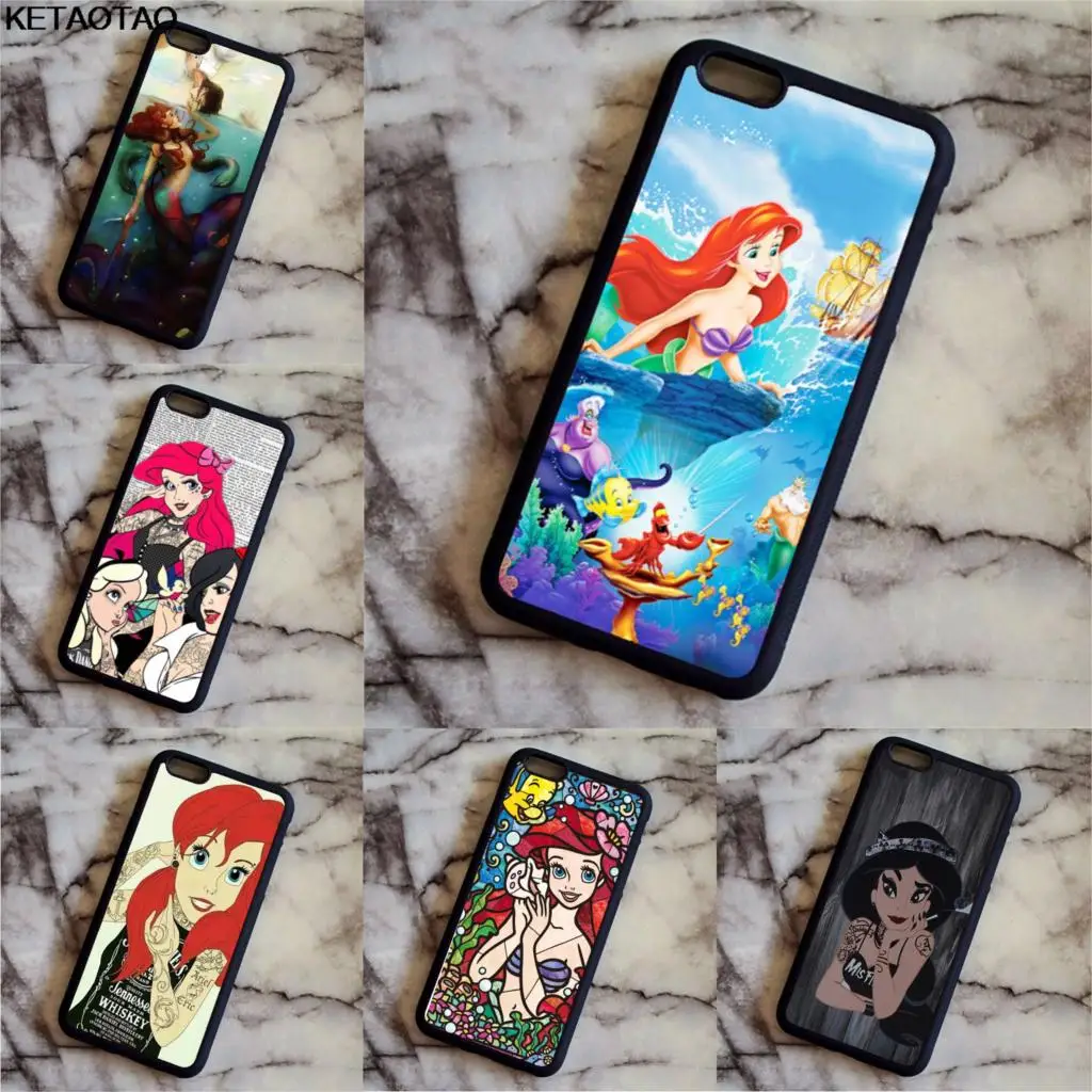 Чехол для телефона KETAOTAO с витражным стеклом Русалочка Ариэль s iPhone 4S 5C SE 5S 6 6S 7 8 Plus X