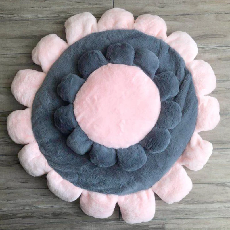 Warm Padded Flower Dog Bed Washable Super Soft Plush Pet House Kennel