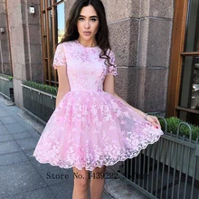 Новое поступление, розовые вечерние мини-платья с аппликацией, плиссированное вечернее платье, Vestidos De Fiesta, платье на выпускной, для особых случаев