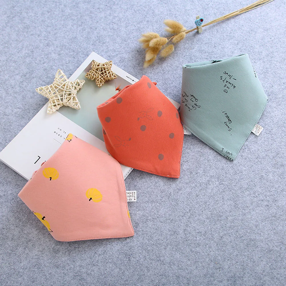 3 Pieces Baby Bandana Bibs Cotton Triangle Unisex Boy Girl Cartoon Slabbetjes Kids Feeding Drool Apron Saliva Towel 2