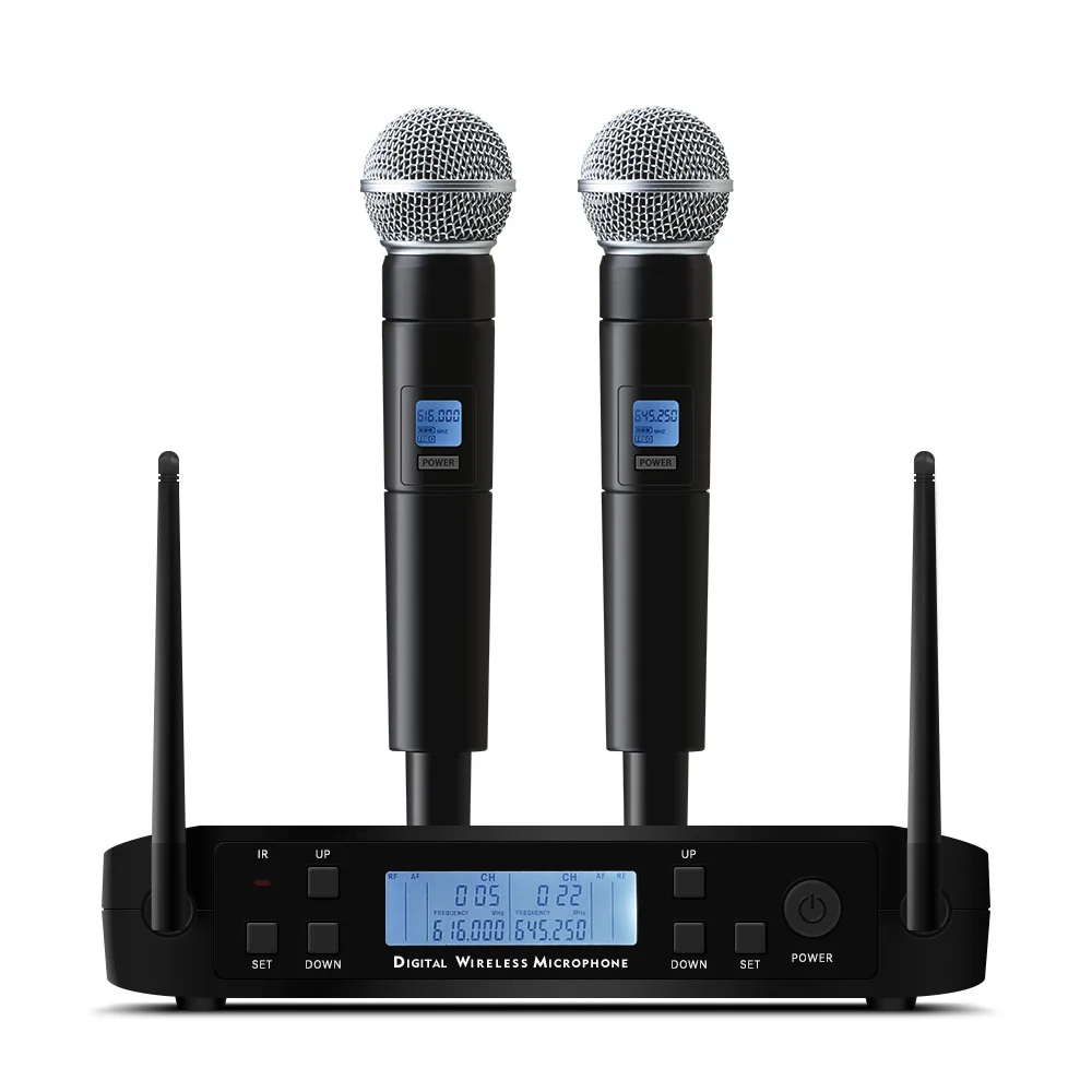 Professional Wireless Microphone System 2 Channels Stage Performance