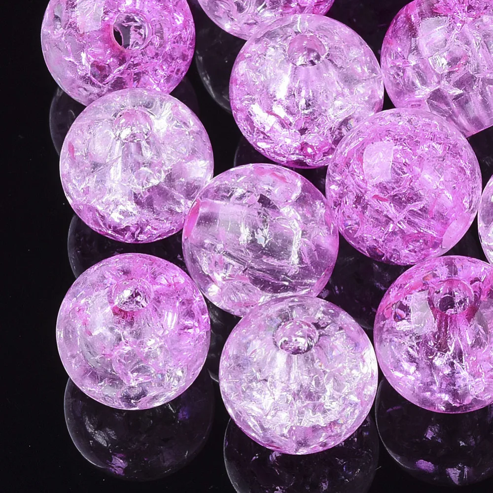 About 943pc/500g Transparent Crackle Acrylic Round Beads 10mm For Diy