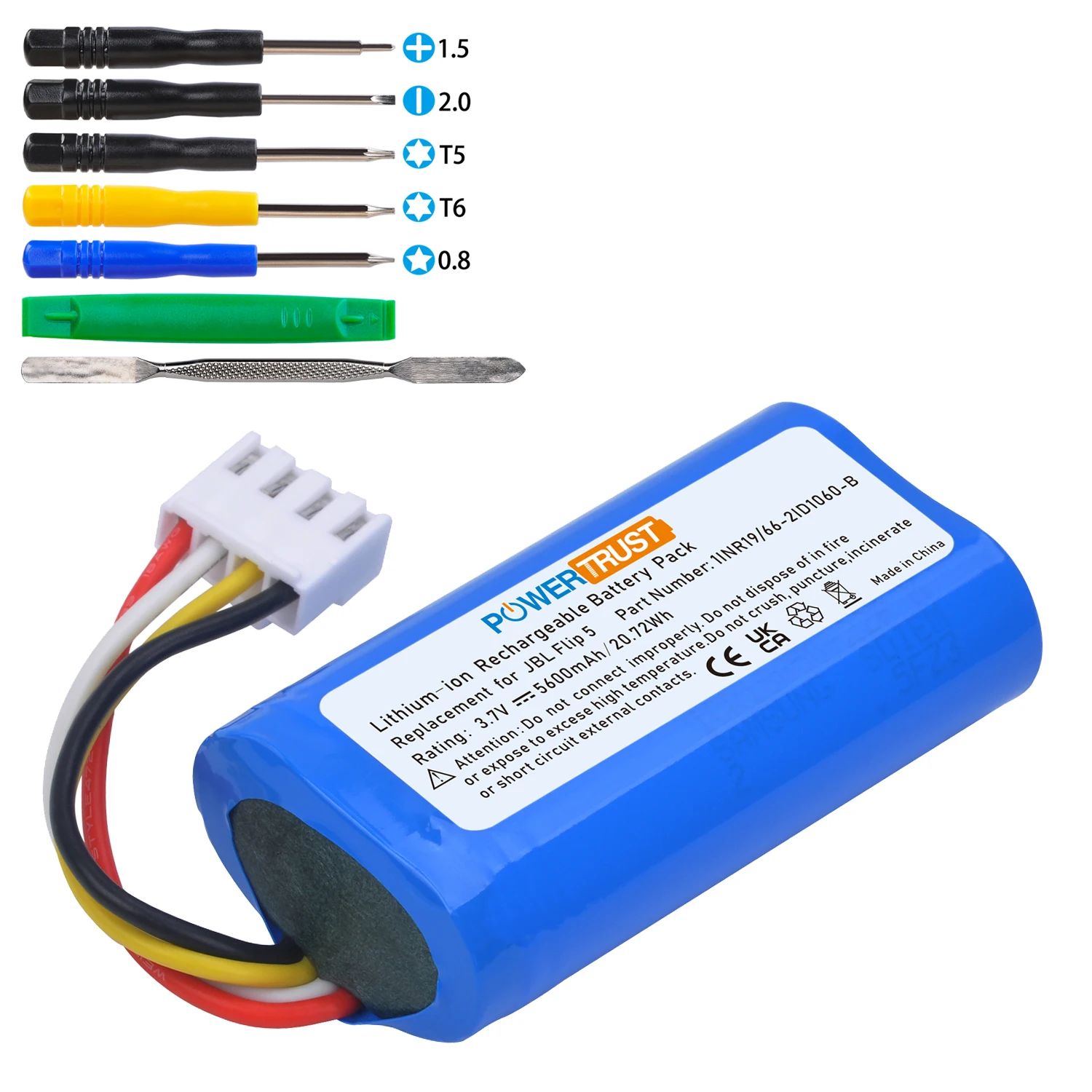 

3.7V 5600mAh Battery 1INR19/66-2 ID1060-B for JBL Flip 5 Flip5 JBLFLIP5WHTAM Speaker Battery