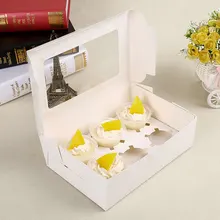 10 adet kek kutusu ile temizle pencere Cupcake kutuları ambalaj tepsisi 2/4/6 bardak kek parti noel gıda mutfak tedarik