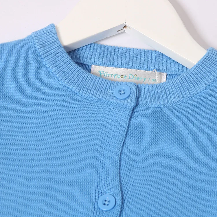 

Baby Girls Children 2018 Spring And Autumn Winter Blue Daisy Embroidered Long Sleeve Knitted Sweater Cardigan